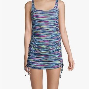Lands' End Chlorine Resistant Adjustable Swim Dress Adjustable Straps - Size 14